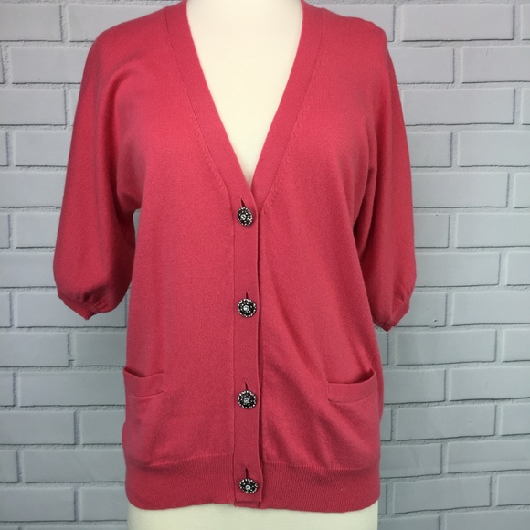 Talbots Sweaters - Talbots Cardigan Sweater Top Pink Jeweled Buttons